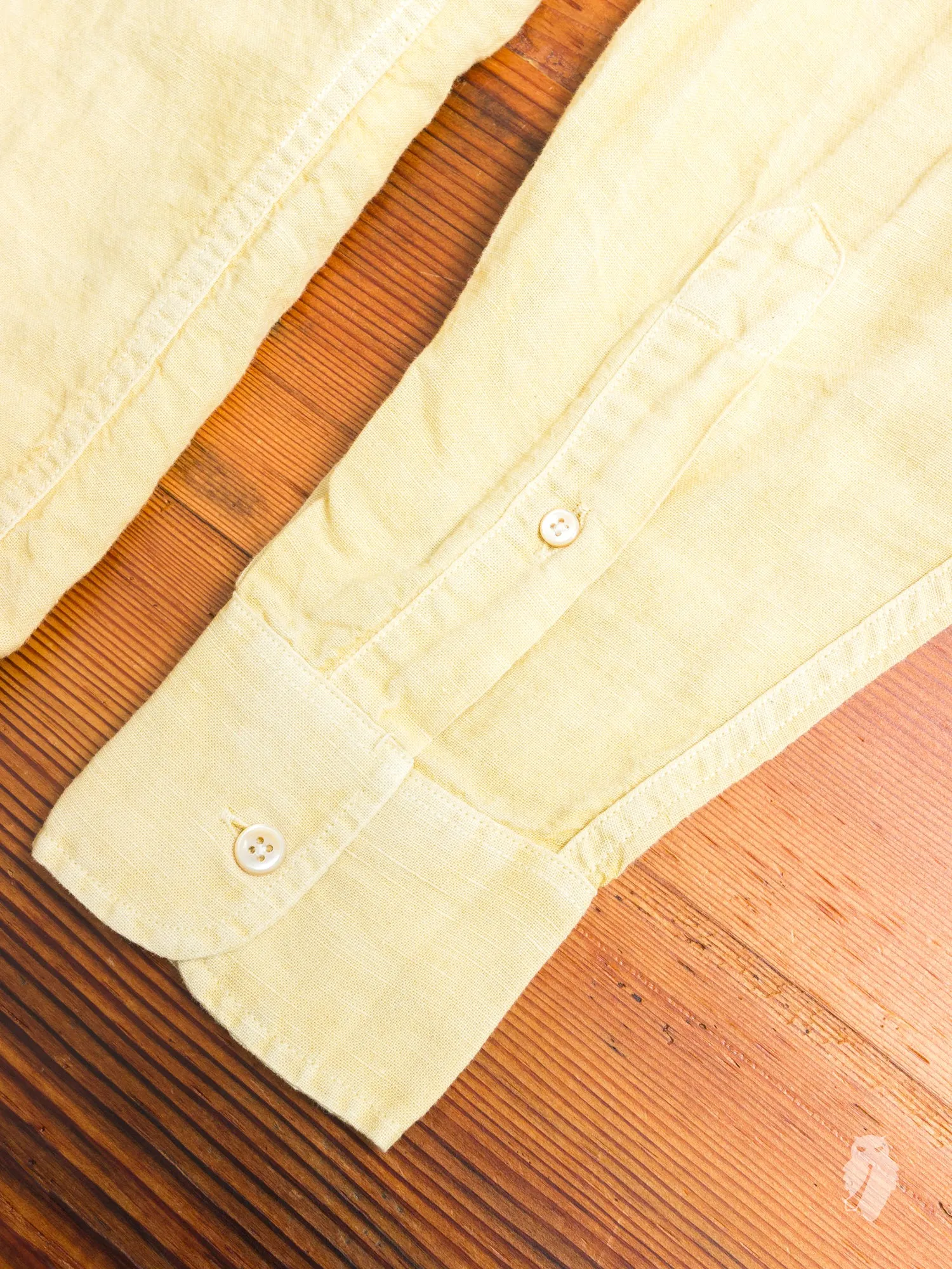 1950s Button Down Shirt in Fade Yellow Linen