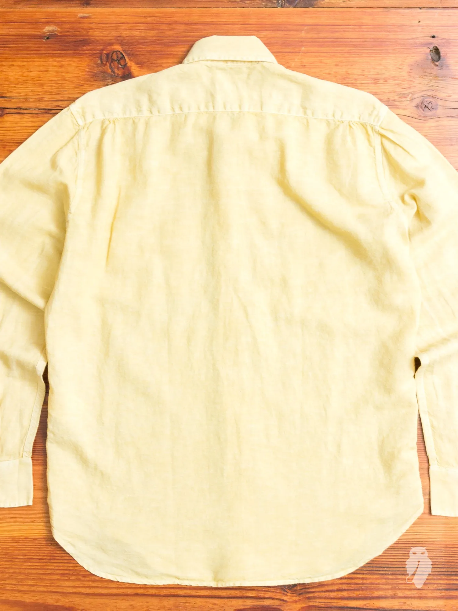 1950s Button Down Shirt in Fade Yellow Linen