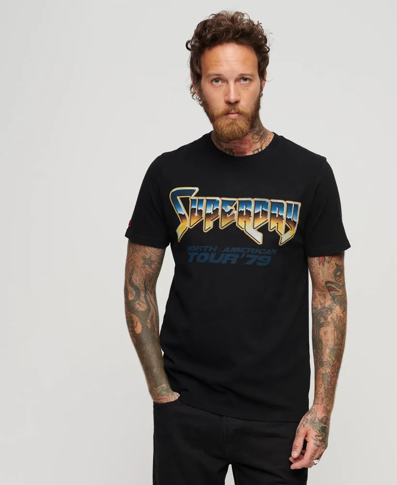70'S Rock Graphic Band T-Shirt - Black