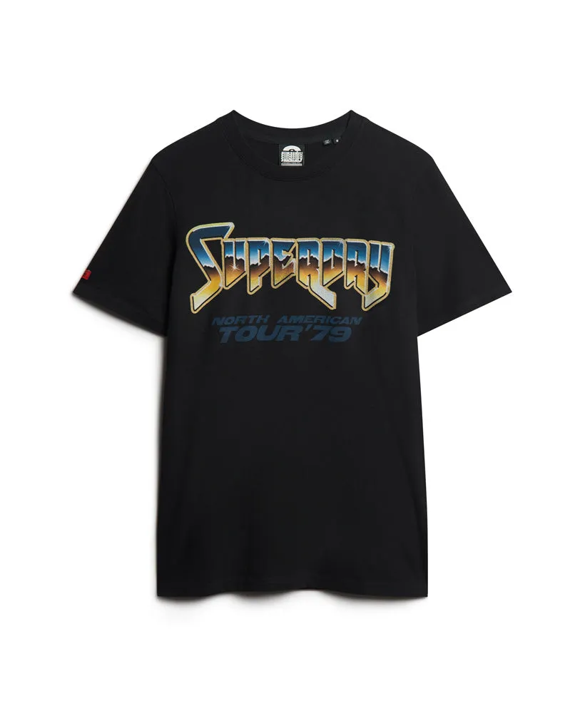 70'S Rock Graphic Band T-Shirt - Black