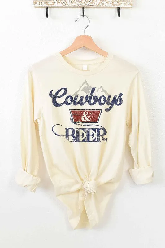 COWBOYS N BEER WESTERN LONG SLEEVE TEE