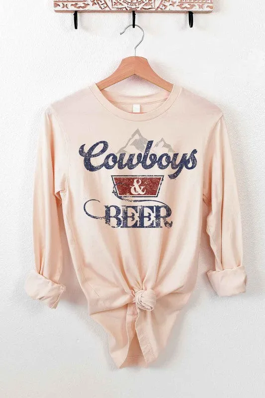 COWBOYS N BEER WESTERN LONG SLEEVE TEE