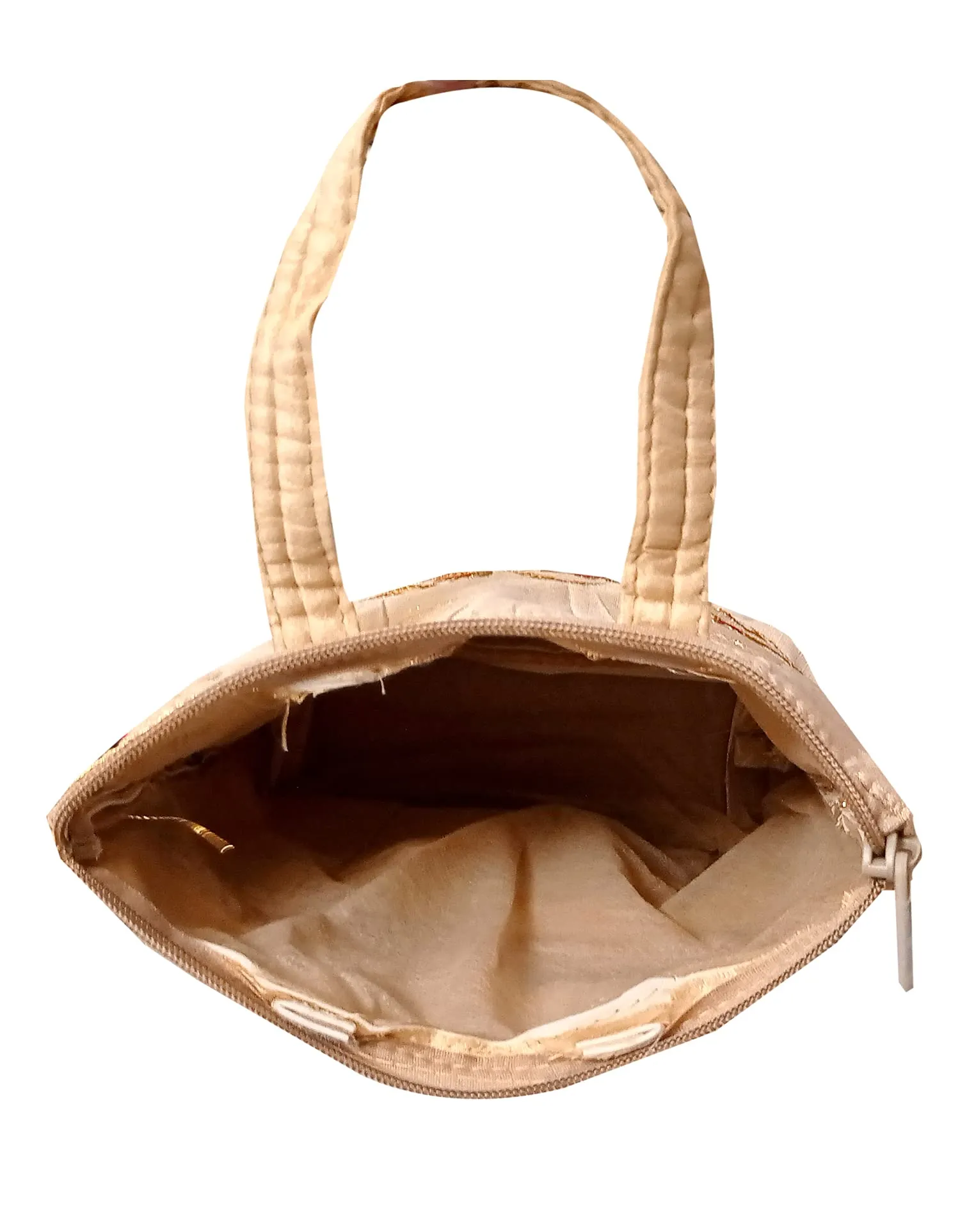 Heart Home Embroidery Small Hand Bag, Tote Bag For Women & Girls (Gold)-HS_38_HEARTH21478