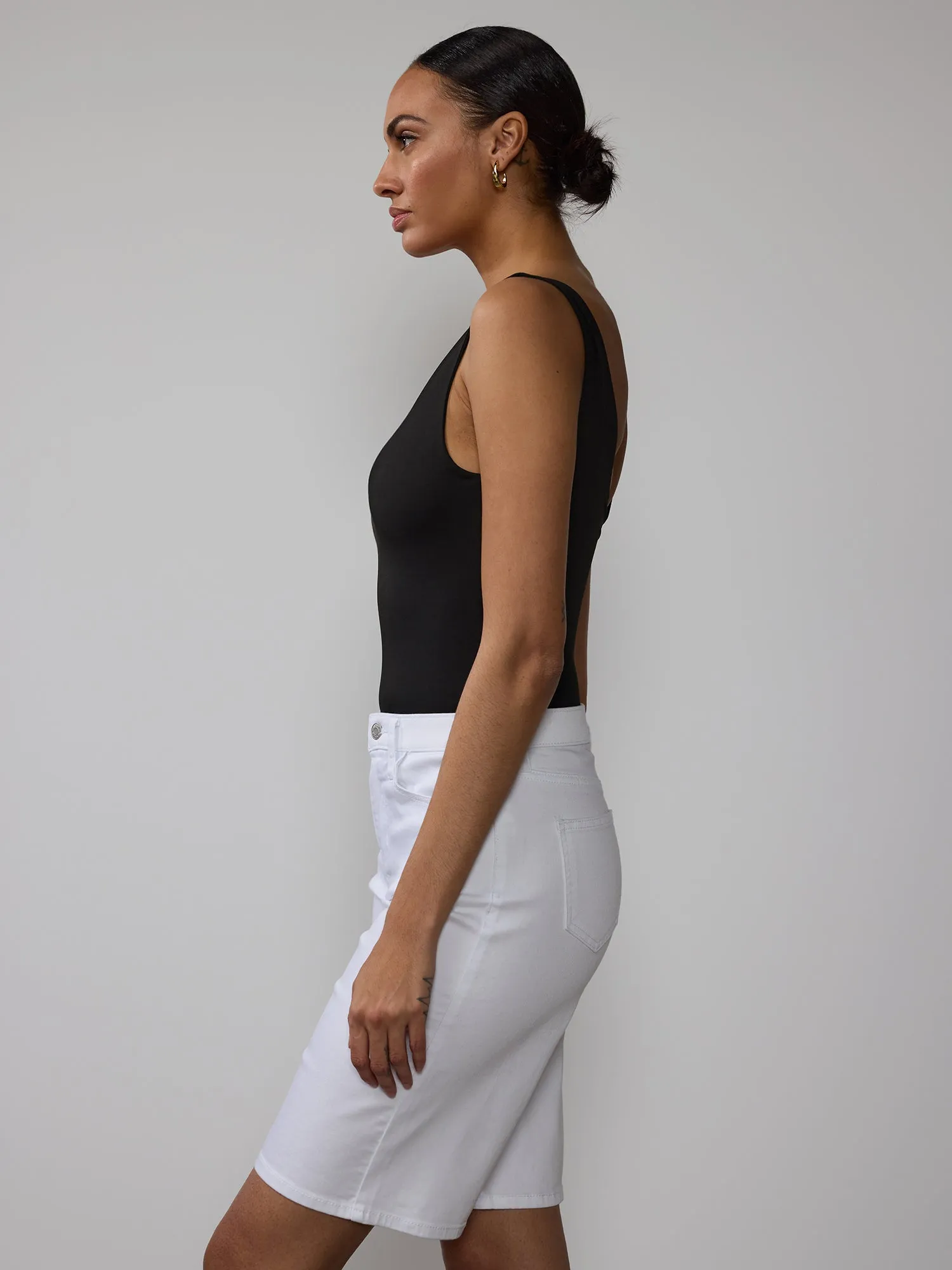 High Rise 12 Inch Denim Shorts