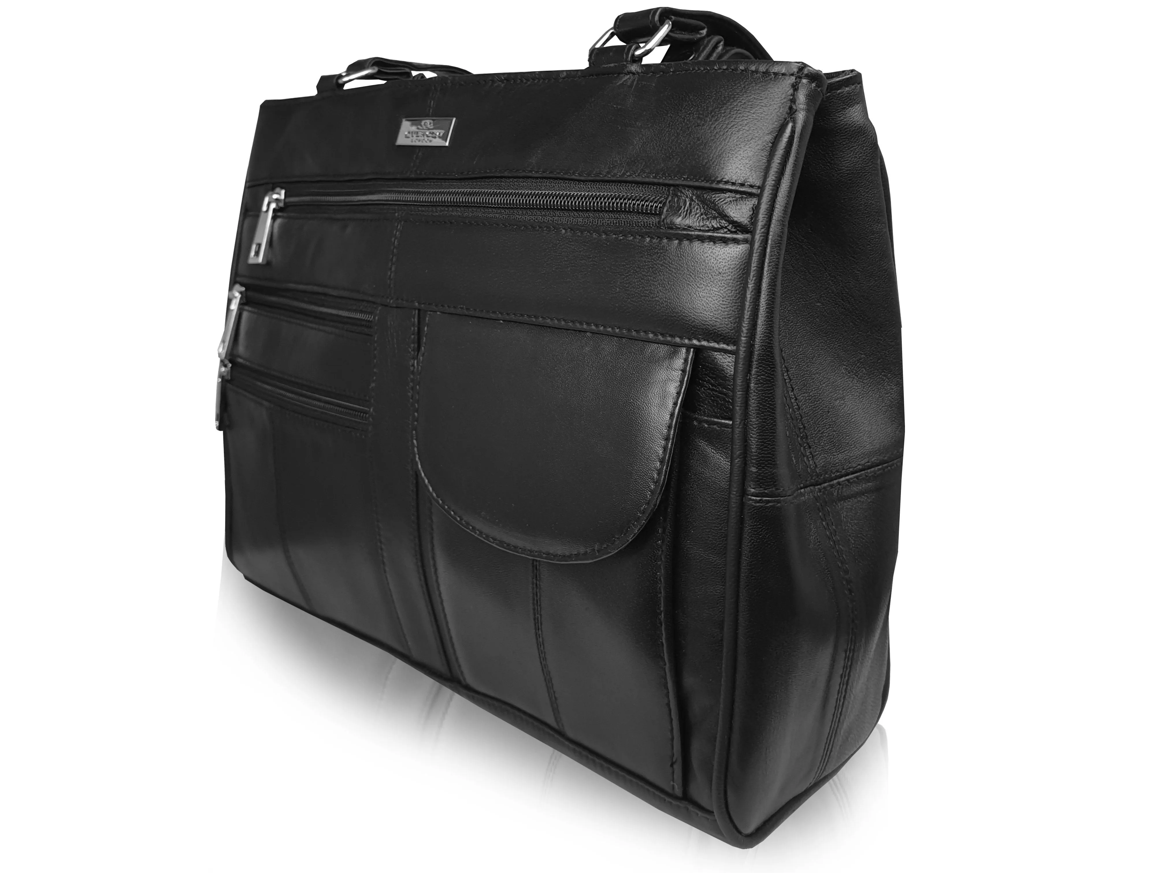 Ladies Genuine Leather Handbag, Women's Designer Black Shoulder Bag QL173