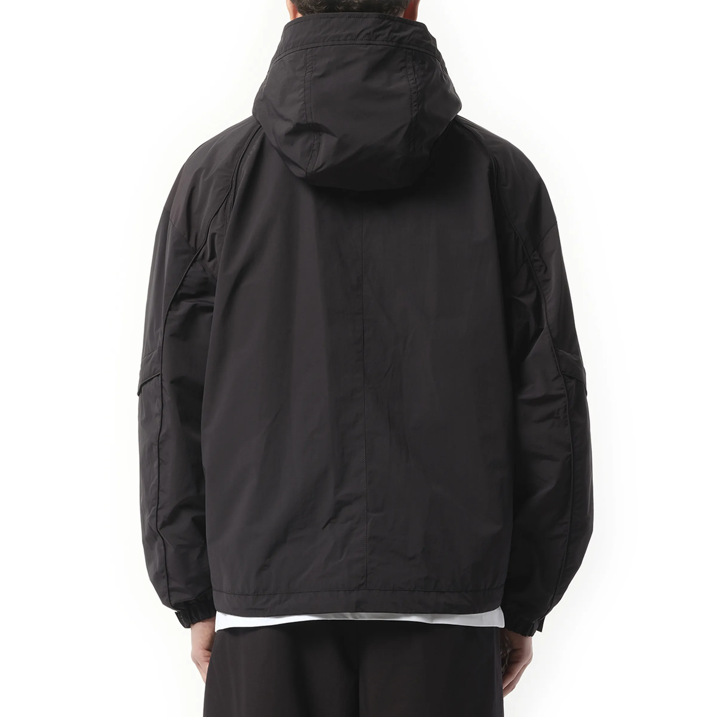 Sleeve Detachable Nylon Jumper in Black