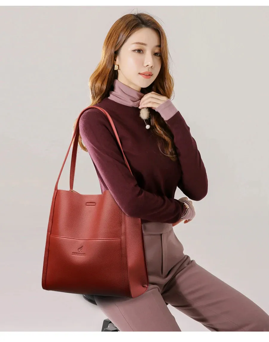 Soft PU Leather Tote Handbag