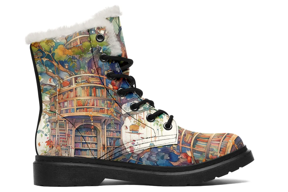 Tree Library Faux Fur Boots