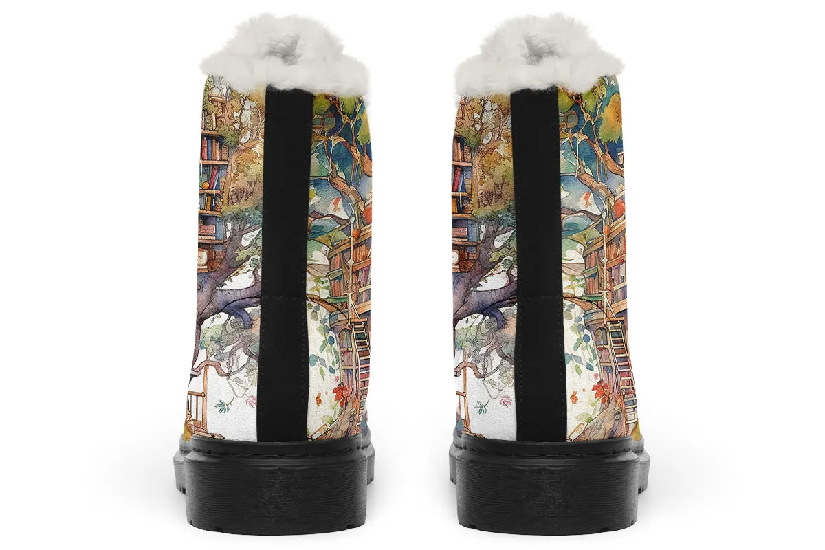 Tree Library Faux Fur Boots