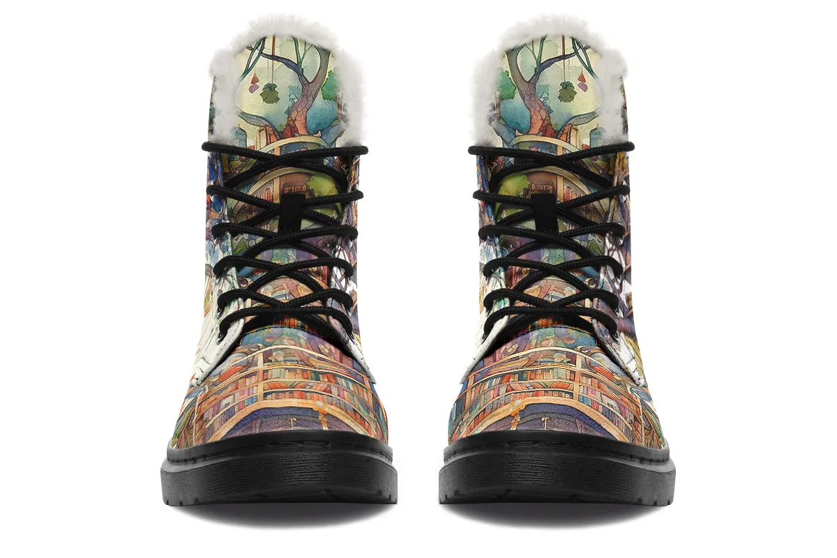 Tree Library Faux Fur Boots